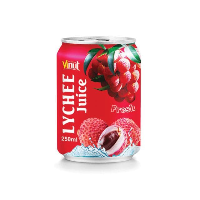 VINUT Lychee Juice Fresh, Slim Can, 250ml