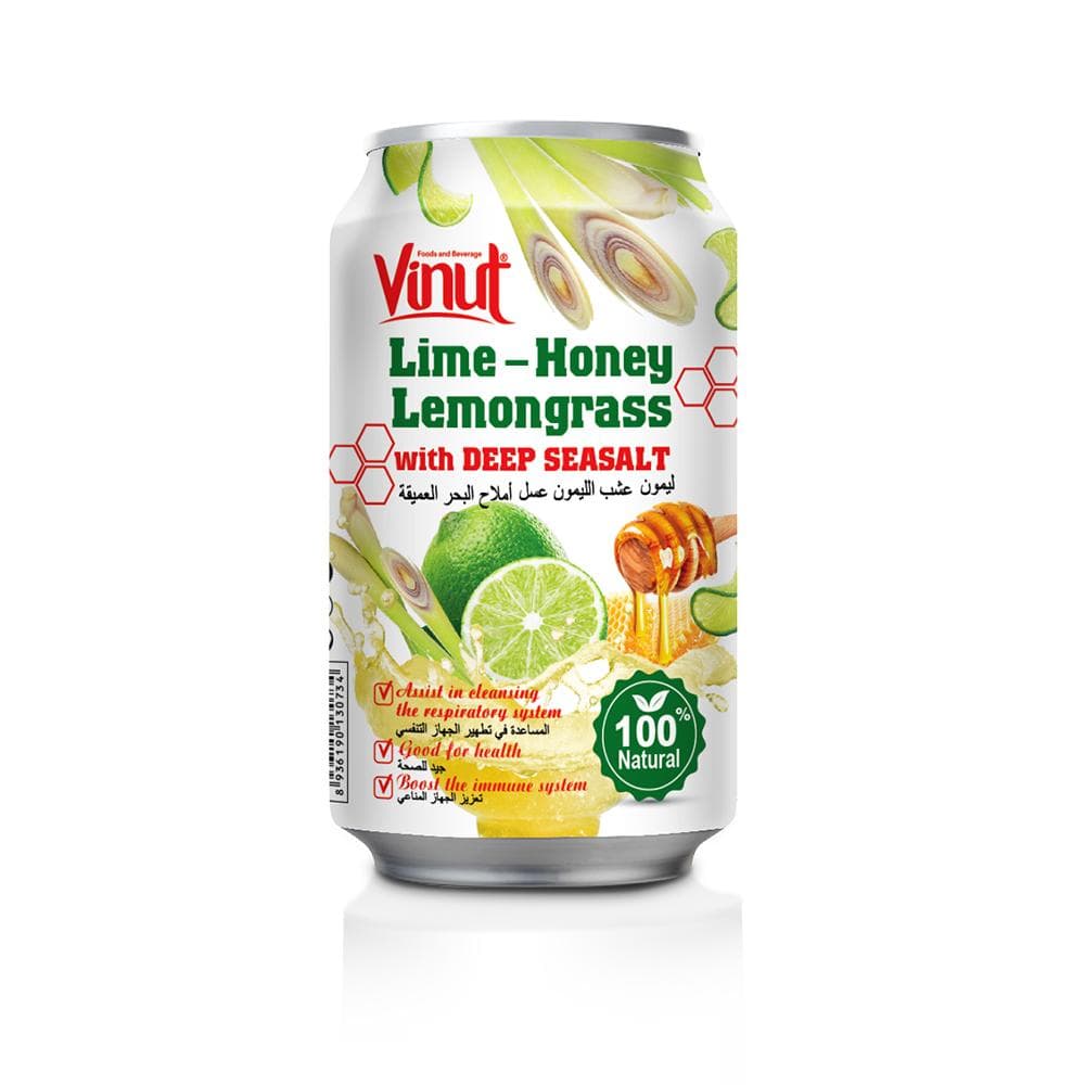 VINUT Lime-Honey Lemongrass with Deep Seasalt, 100% Natural, Slim Can