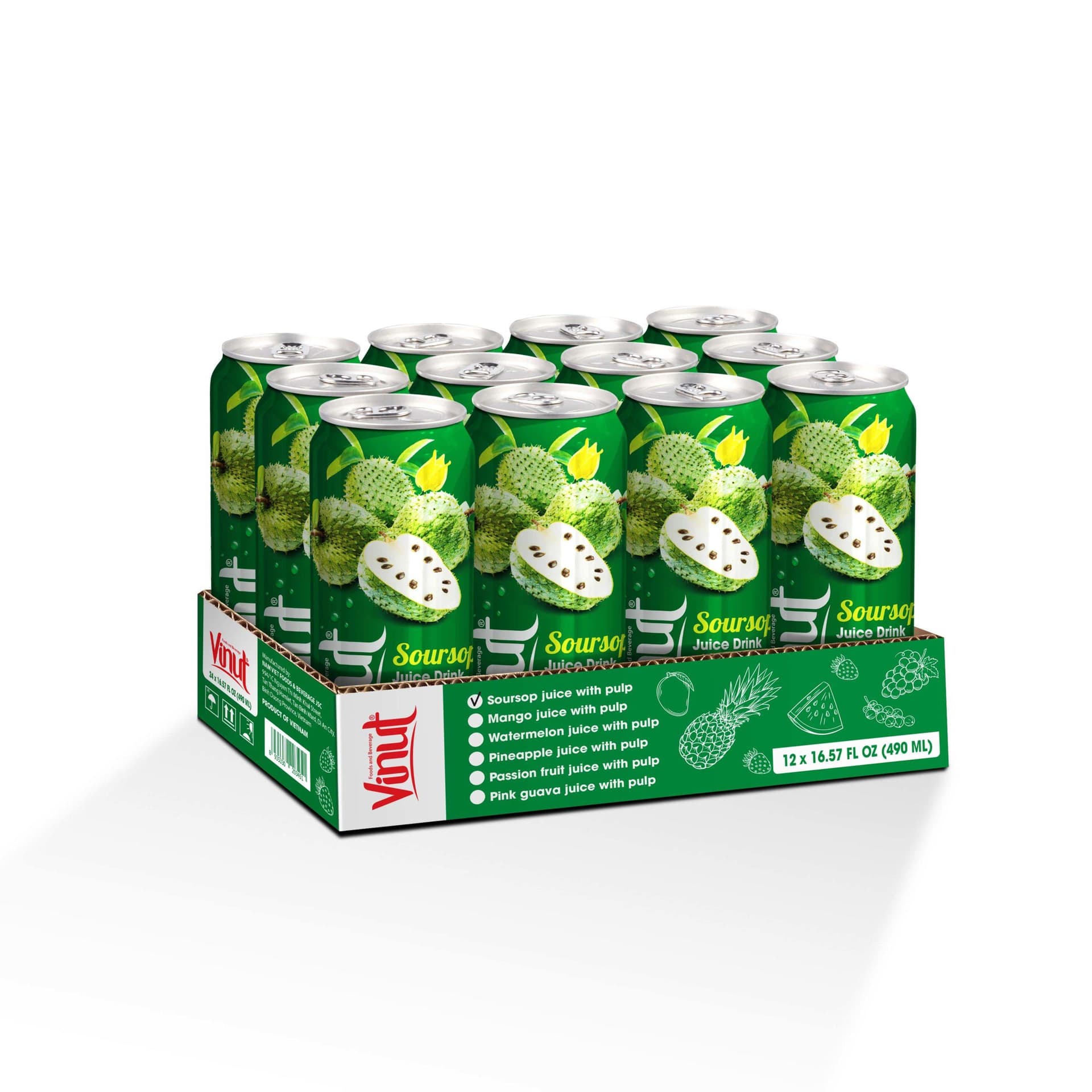 VINUT Soursop Juice, With Pulp, NFC Squeezed From Real Fruit Juice Not From Concentrate, Can, 16.57 fl oz (490 mL) view 2
