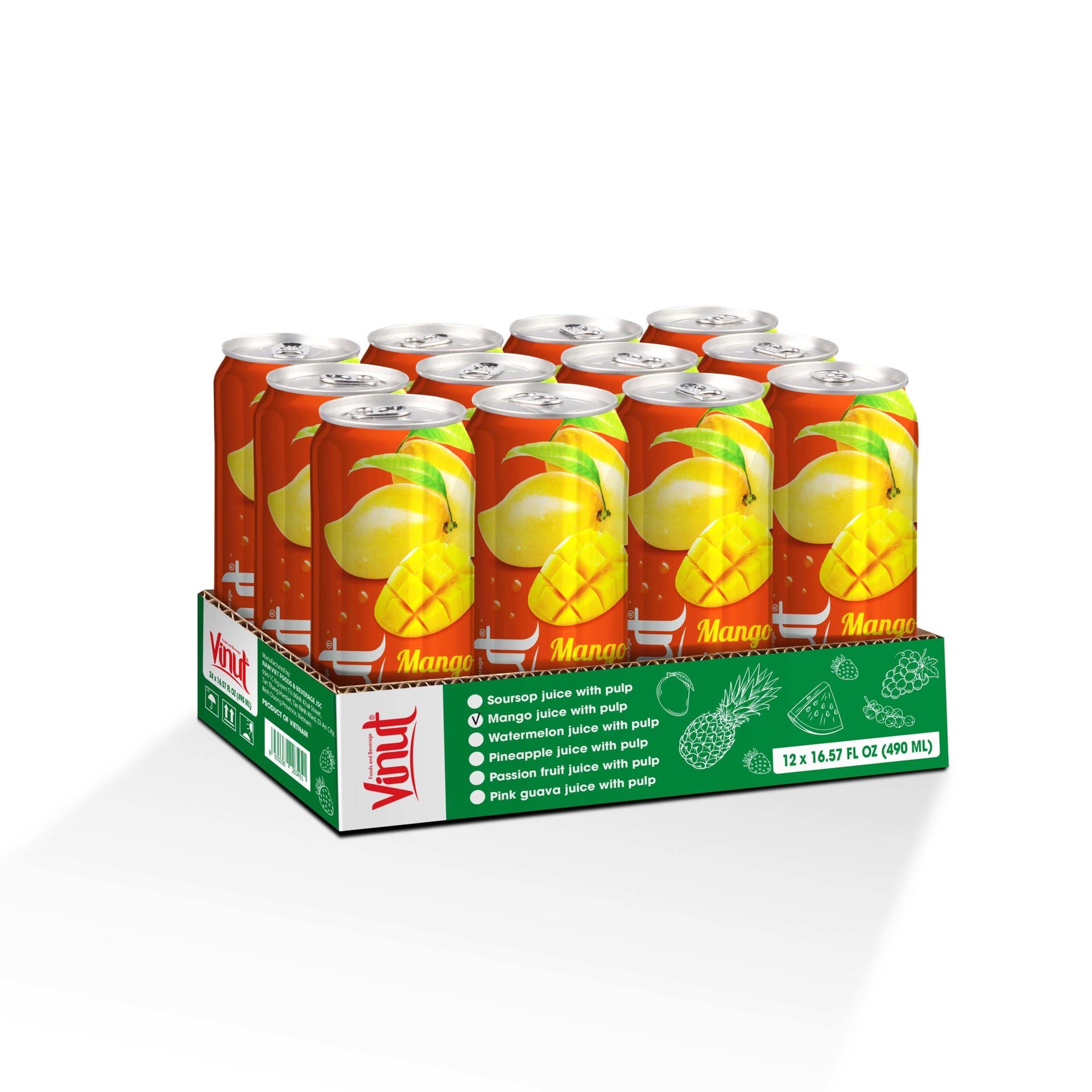 VINUT Mango Juice, With Pulp, NFC Squeezed From Real Fruit Juice Not From Concentrate, Can, 16.57 fl oz (490 mL) view 2
