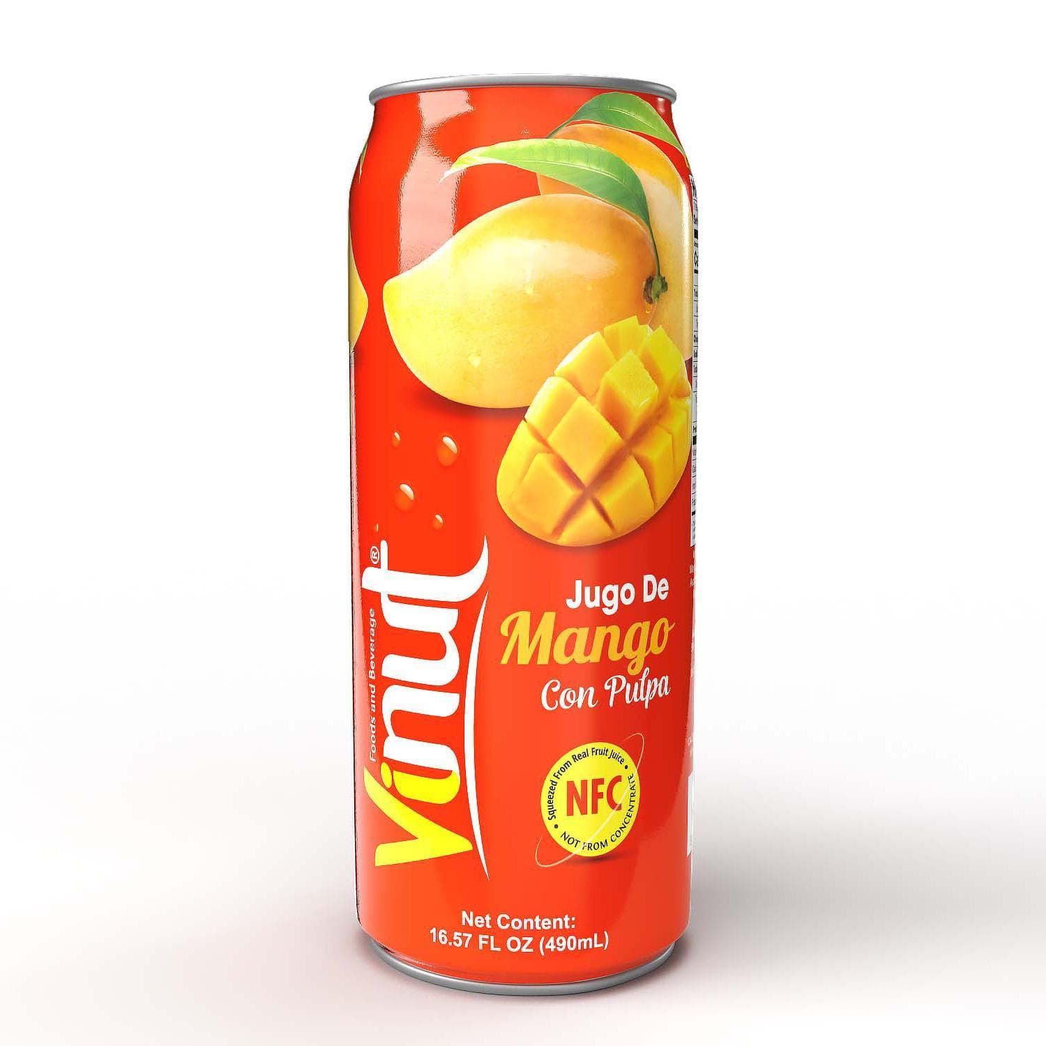 VINUT Mango Juice, With Pulp, NFC Squeezed From Real Fruit Juice Not From Concentrate, Can, 16.57 fl oz (490 mL)