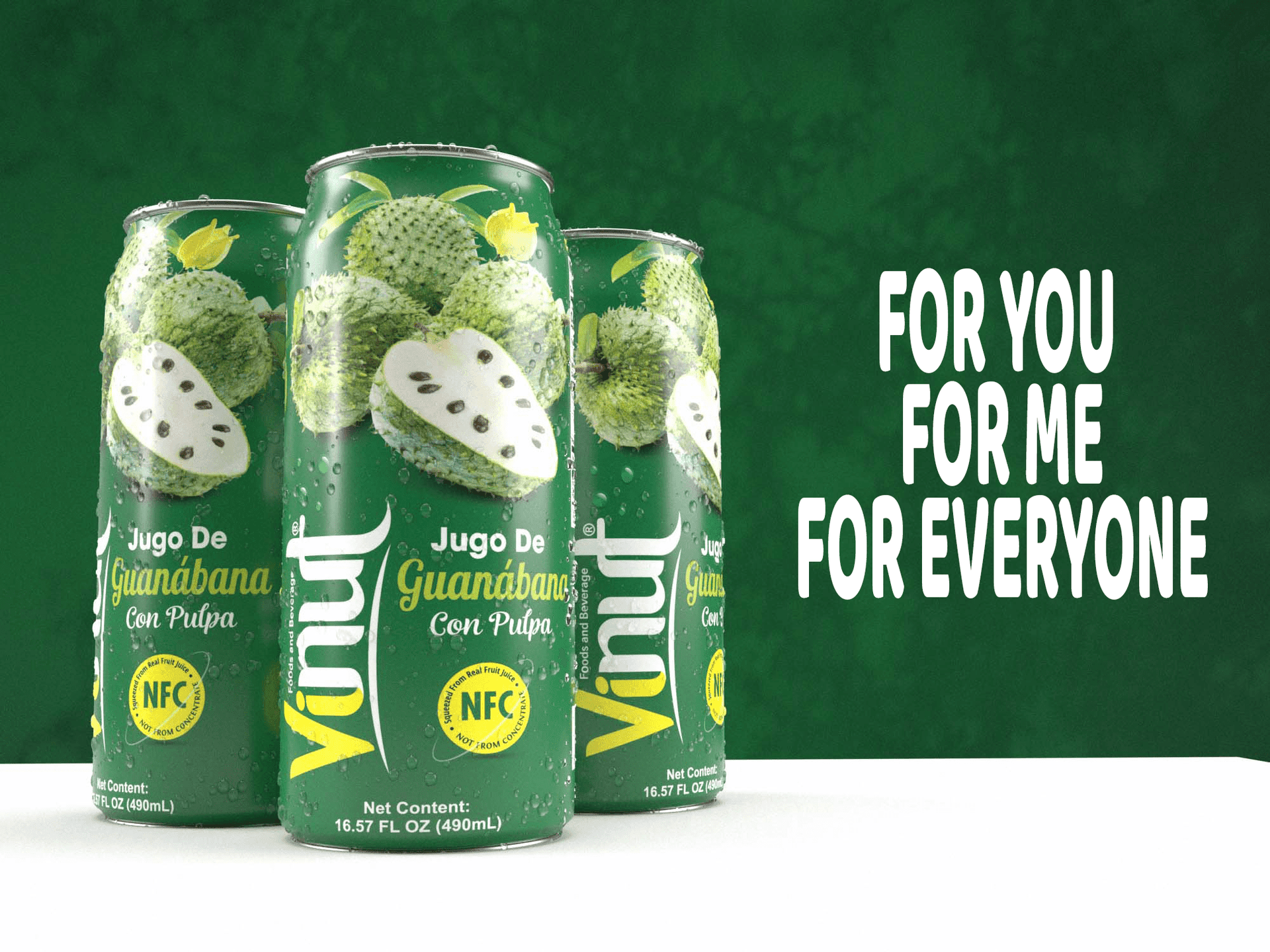 VINUT Soursop Juice, With Pulp, NFC Squeezed From Real Fruit Juice Not From Concentrate, Can, 16.57 fl oz (490 mL) view 3