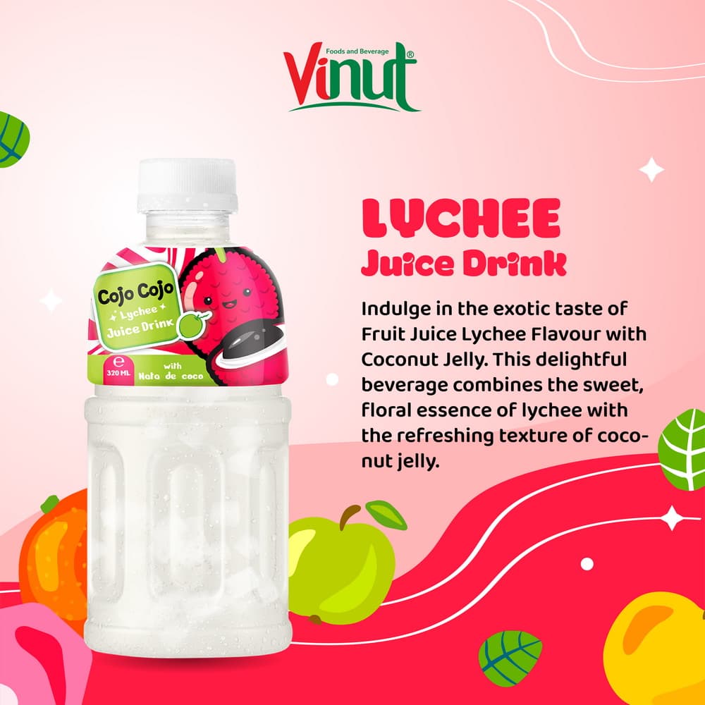 320ml Cojo Cojo Lychee Juice Drink with Nata De Coco view 3