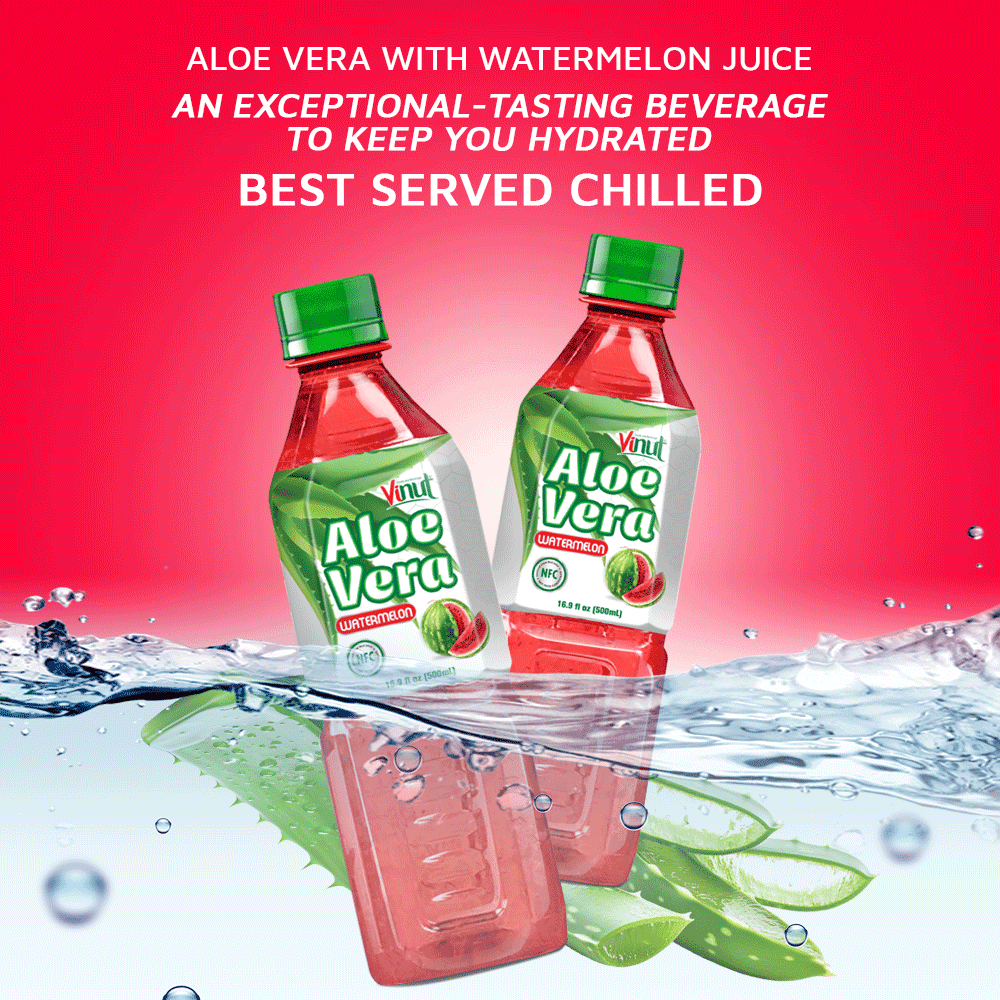 Vinut Aloe Vera Drink, Watermelon Flavor, NFC, PET Bottle, 16.9 fl oz (500 mL) view 4