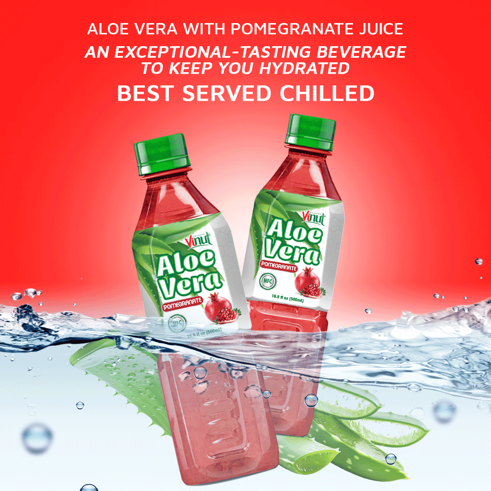 Vinut Aloe Vera Drink, Pomegranate Flavor, NFC, PET Bottle, 16.9 fl oz (500 mL) view 4
