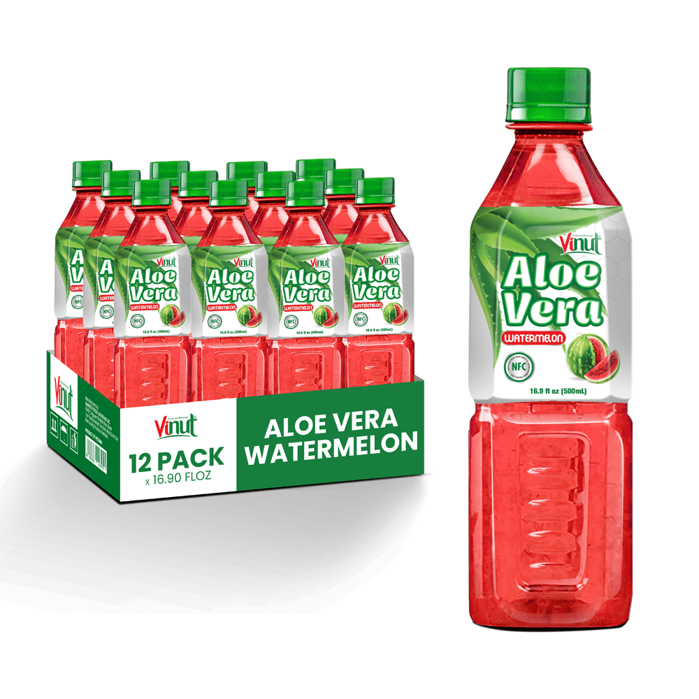Vinut Aloe Vera Drink, Watermelon Flavor, NFC, PET Bottle, 16.9 fl oz (500 mL) view 2