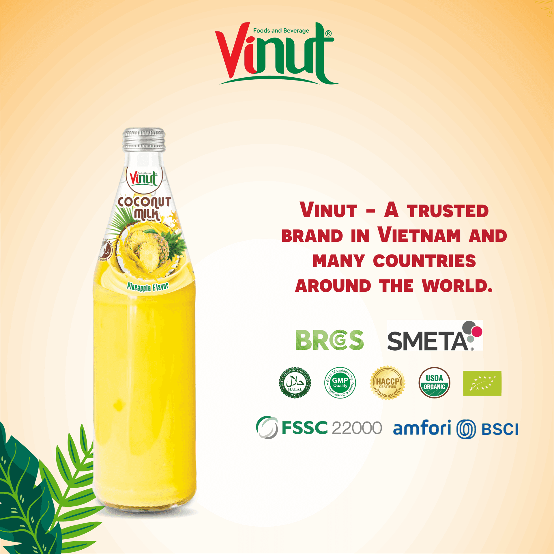 490ml Vinut Bottle Coconut milk Pineapple with Nata de coco view 5