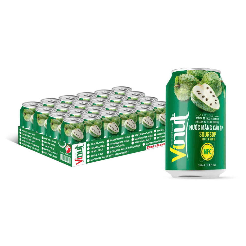 VINUT Soursop Juice Drink, Squeezed From Real Fruit Juice, NFC, Not From Concentrate, Slim Can, 330 mL (11.2 Fl Oz) view 2