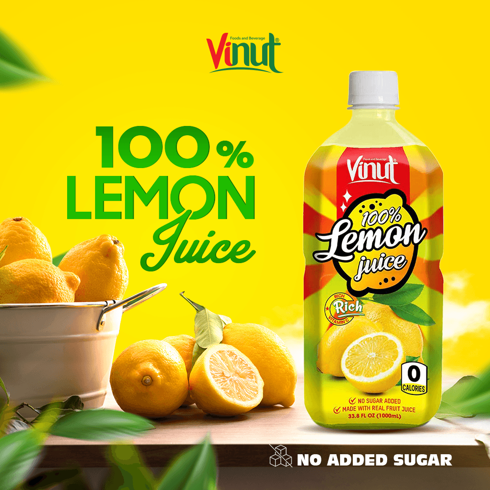 VINUT 100% Lemon Juice, Rich In Vitamin C, 0 Calories, No Sugar Added, Made With Real Fruit Juice, PET Bottle, 33.8 fl oz (1000 mL) view 5