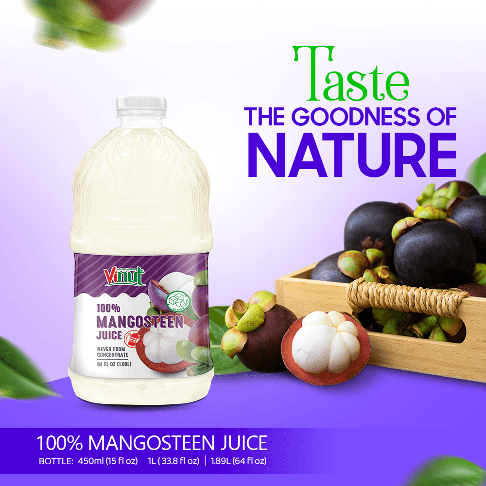 VINUT 100% Mangosteen Juice, Never From Concentrate, No Sugar Added, PET Bottle, 64 fl oz (1.89L) view 4