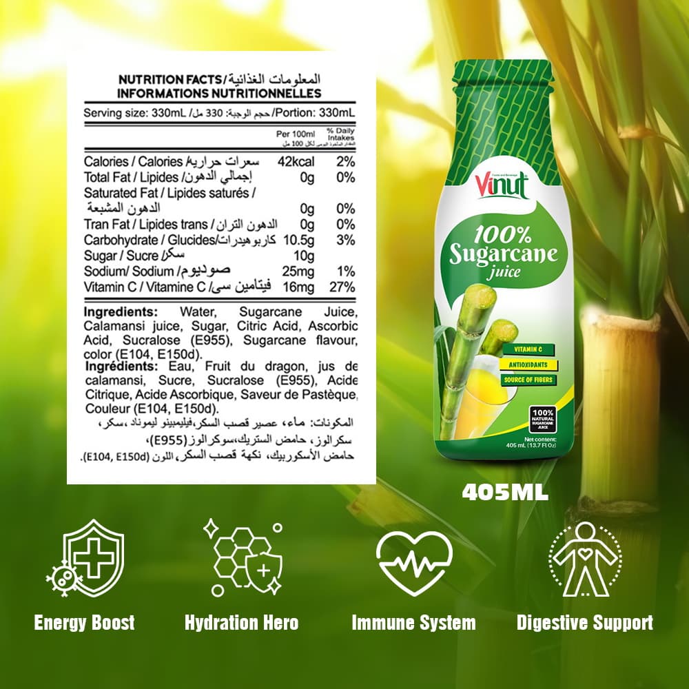 VINUT 100 Percent Sugarcane Juice, Natural Sweet, PET Bottle, 13.7 fl oz (405 mL) view 4