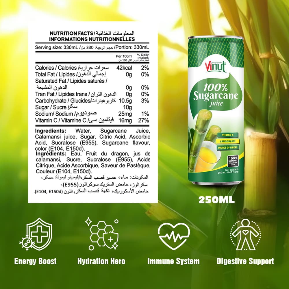 VINUT 250ml 100% Natural Sugarcane Juice (Rich in Vitamin C, Antioxidants, and Fiber) view 5