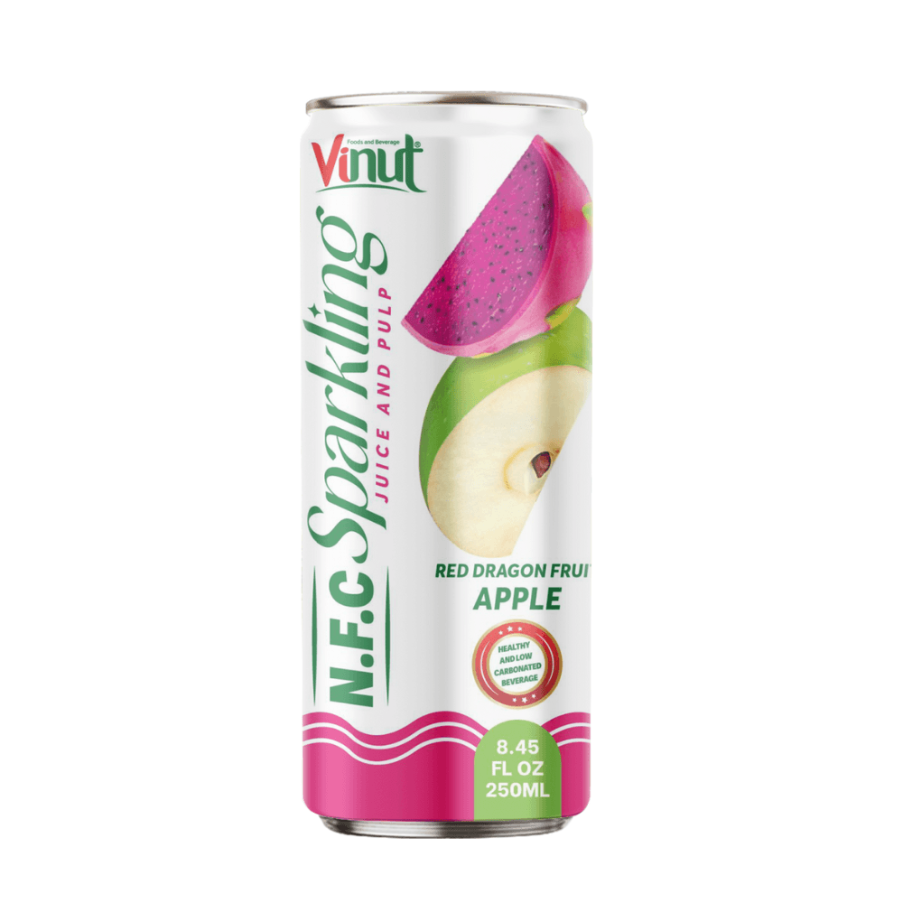 250ml VINUT NFC Sparkling Red Dragon Fruit &amp; Apple Juice with Pulp - Healthy &amp; Low Carbonated Beverage