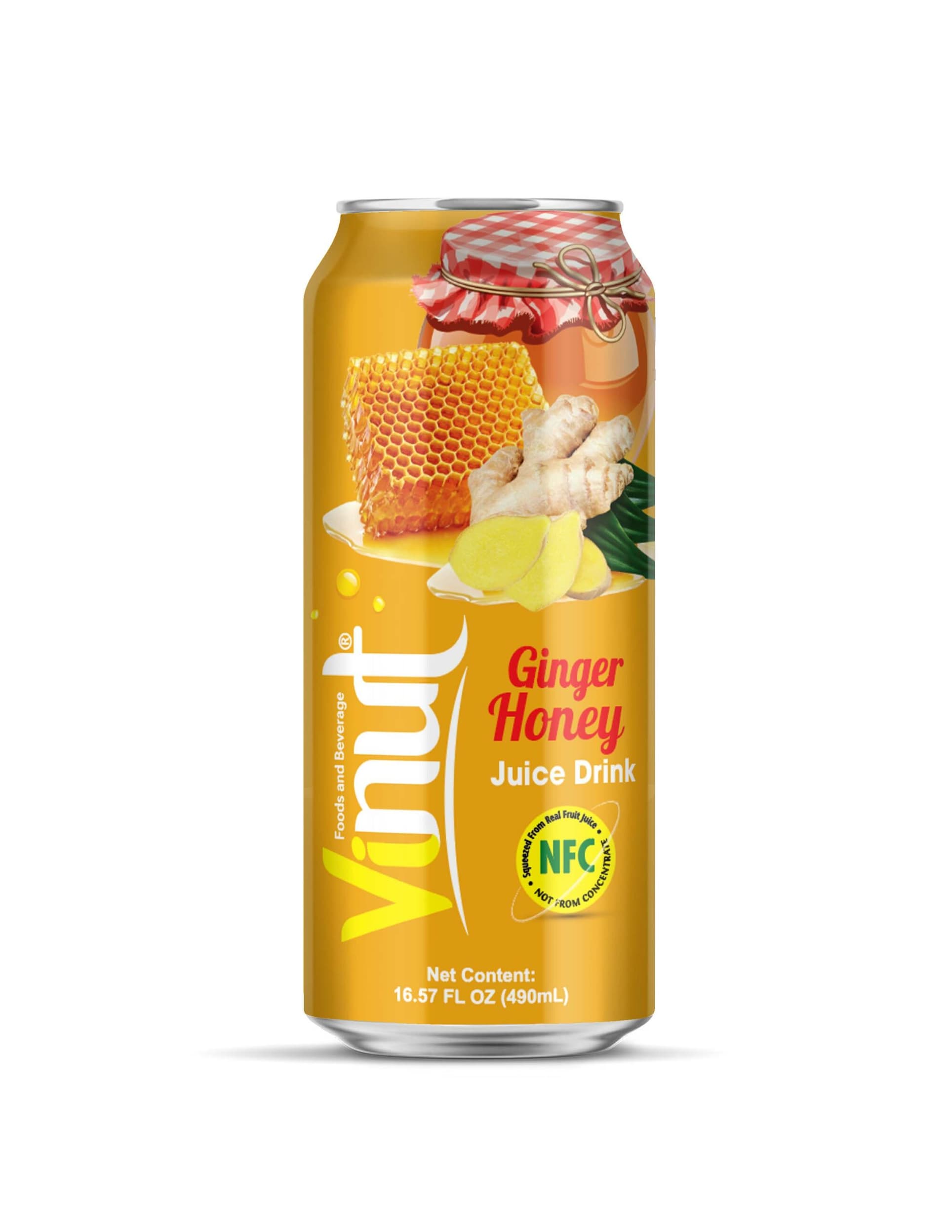 VINUT Ginger Honey Juice Drink, NFC, Can, 16.57 fl oz (490 mL)