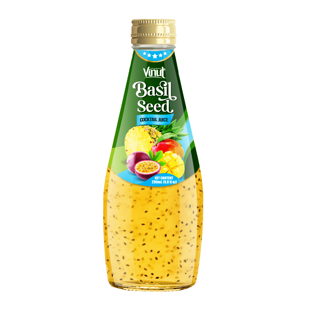 290ml VINUT Basil Seed Drink with Mixed Fruit Juice (Screw cap)