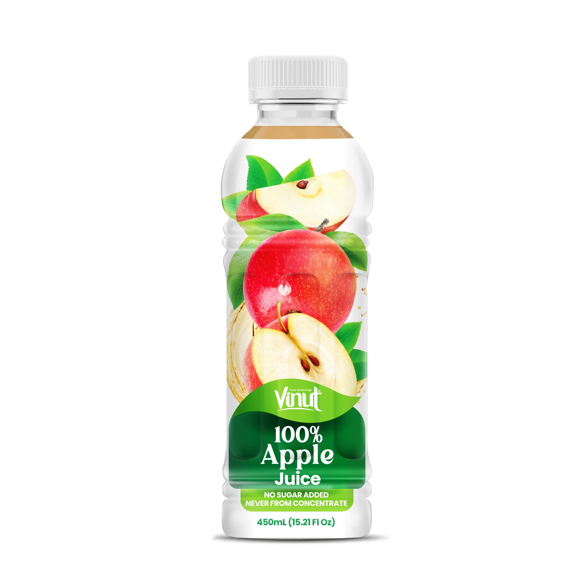 VINUT 100% Apple Juice, No Sugar Added, Never From Concentrate, PET Bottle, 450mL (15.21 Fl Oz)