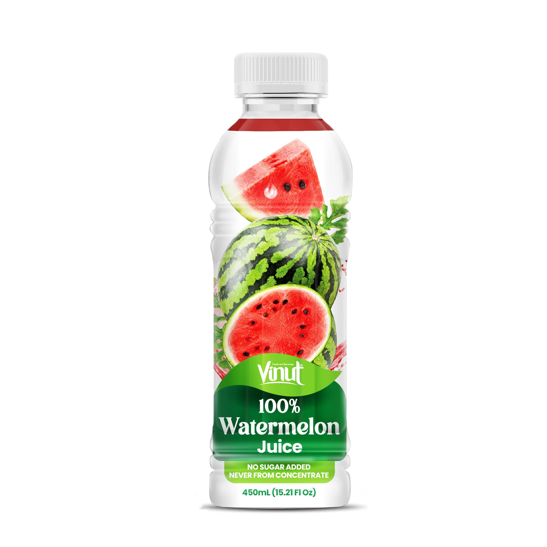 VINUT 100% Watermelon Juice, No Sugar Added, Never From Concentrate, PET Bottle, 450mL (15.21 Fl Oz)