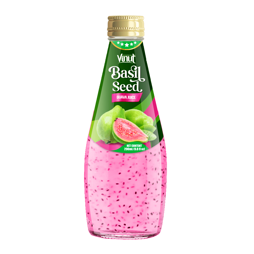 290ml VINUT Basil Seed Drink with Pink Guava Juice (Screw Cap)