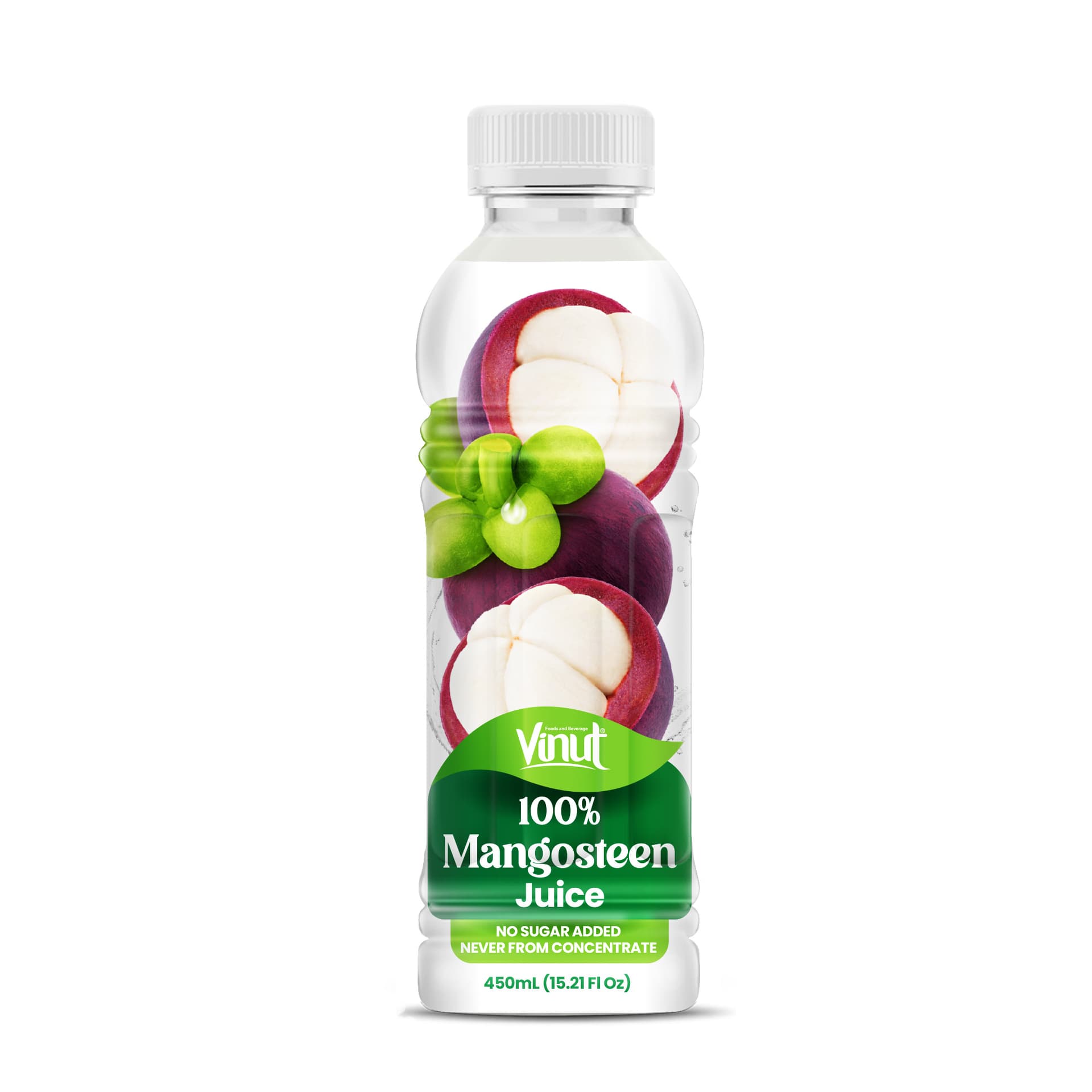 VINUT 100% Mangosteen Juice, No Sugar Added, Never From Concentrate, PET Bottle, 450mL (15.21 Fl Oz)