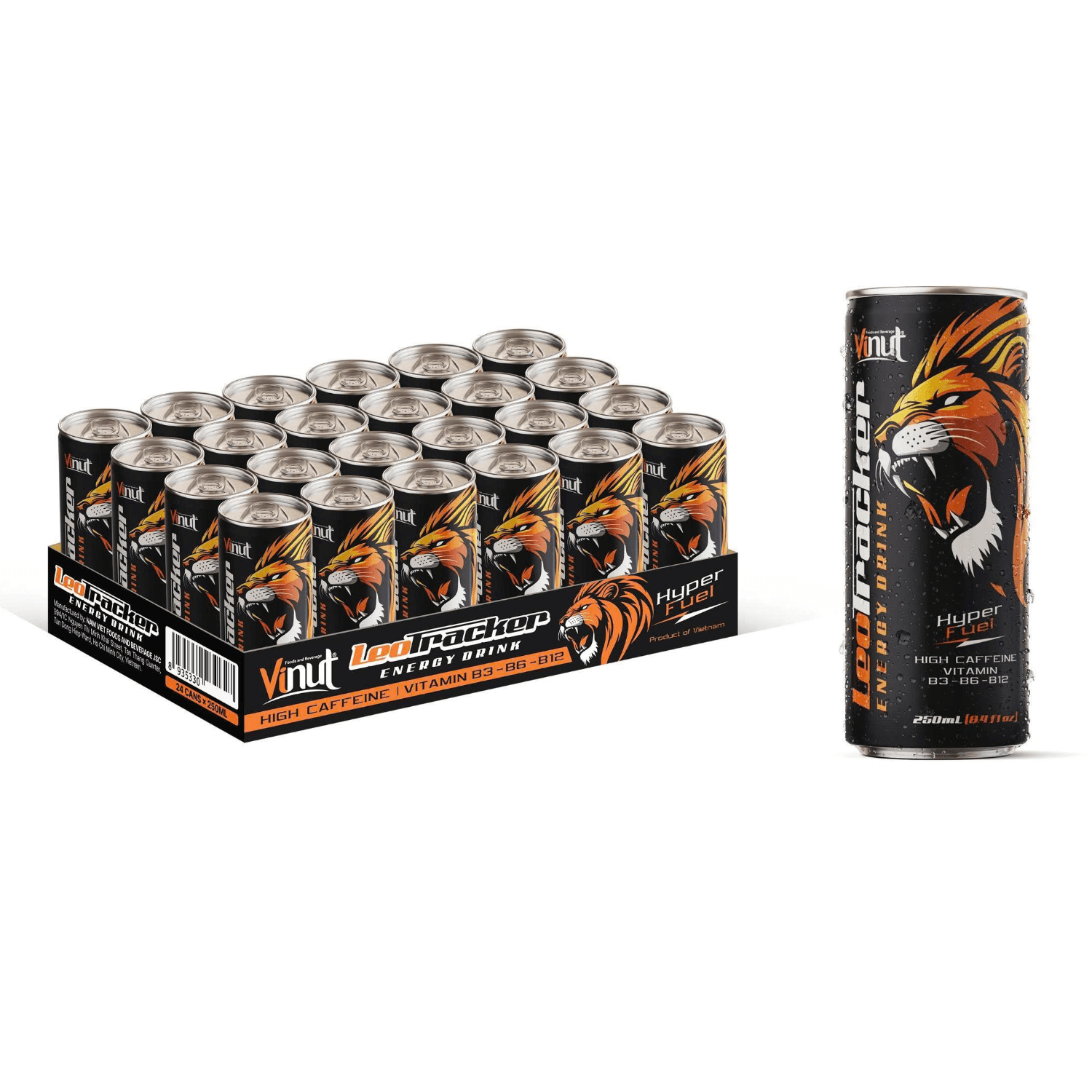 250ml Vinut Leo Tracker Energy Drink High Caffeine Vitamin B3, B6, B12 view 2