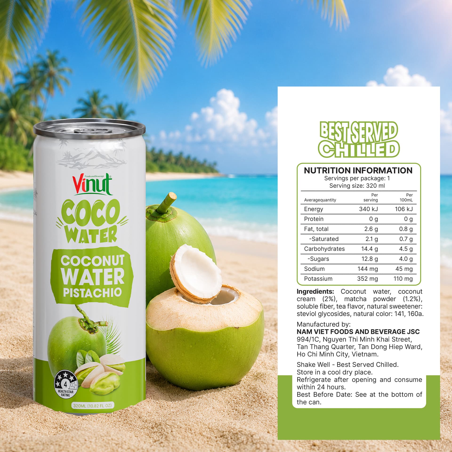 10.8 fl oz Vinut Coco Water Pistachio view 5