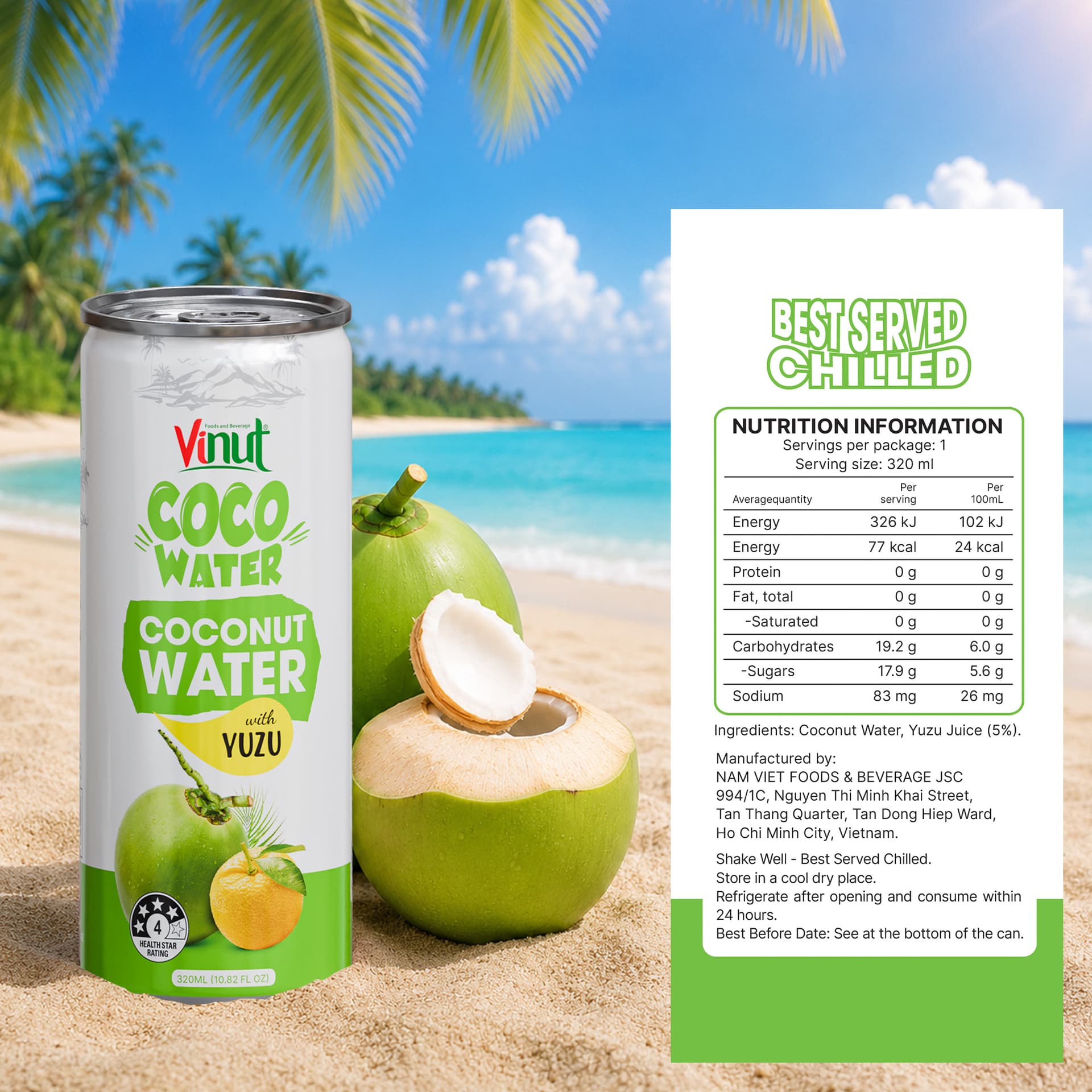 10.82 fl oz Vinut Coco Water with Yuzu view 5