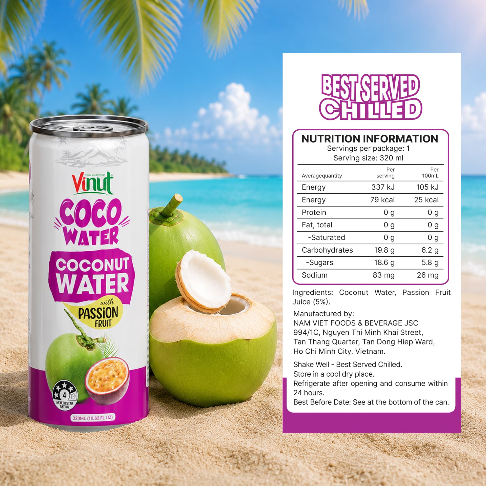 10.82 fl oz Vinut Coco Water with Passion Fruit view 5