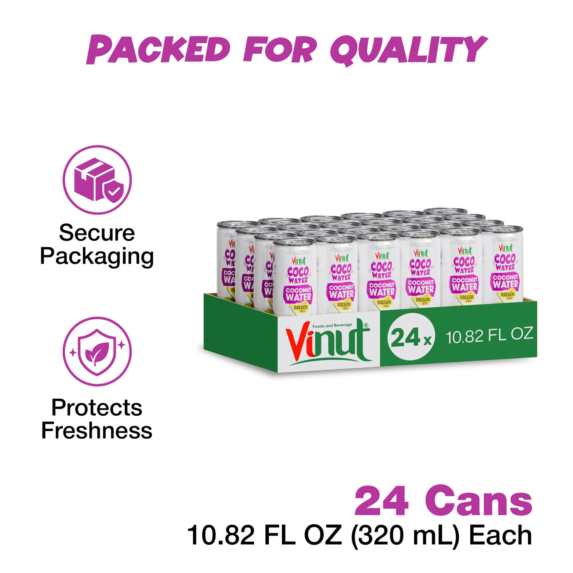 10.82 fl oz Vinut Coco Water with Passion Fruit I Pack of 24 view 2