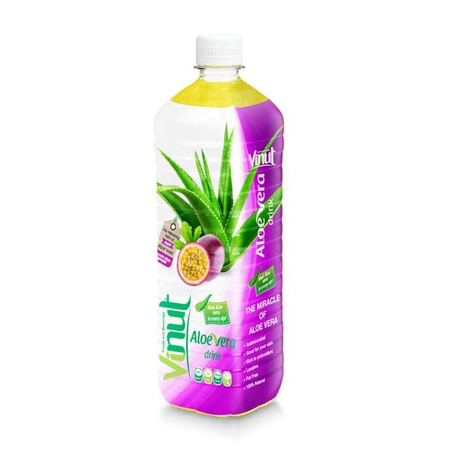 Vinut Aloe Vera Drink, Passion Fruit Flavor, Fat Free, 100% Natural, PET Bottle, (1.5L)