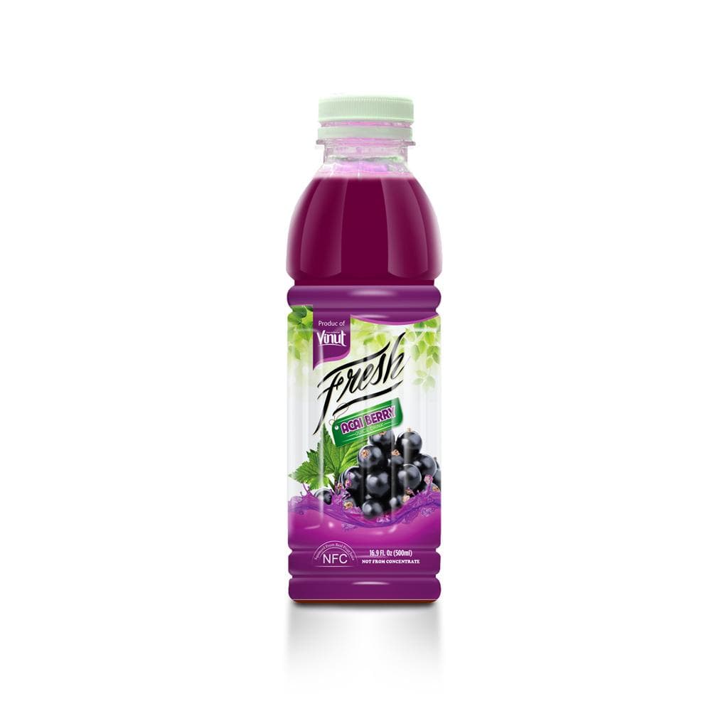 VINUT Fresh Acai Berry Juice Drink, NFC Squeezed From Real Juice Not From Concentrate, PET Bottle, 16.9 fl oz (500 mL)