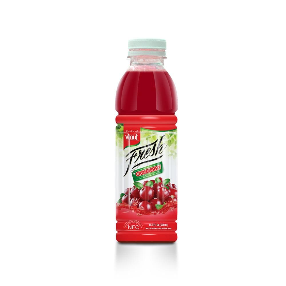 VINUT Fresh Cranberry Juice Drink, NFC Squeezed From Real Juice Not From Concentrate, PET Bottle, 16.9 fl oz (500 mL)