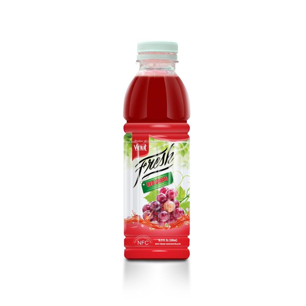 VINUT Fresh Red Grape Juice Drink, NFC Squeezed From Real Juice Not From Concentrate, PET Bottle, 16.9 fl oz (500 mL)