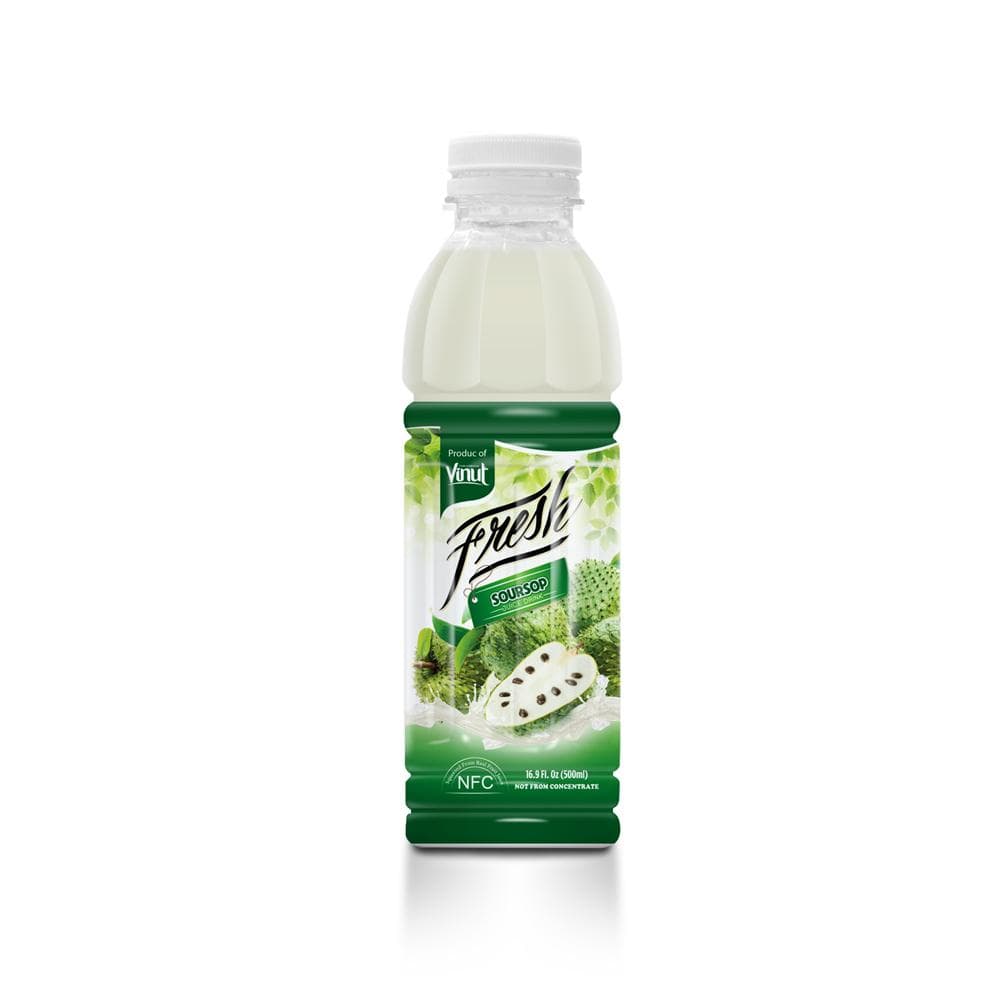 VINUT Fresh Soursop Juice Drink, NFC Squeezed From Real Juice Not From Concentrate, PET Bottle, 16.9 fl oz (500 mL)