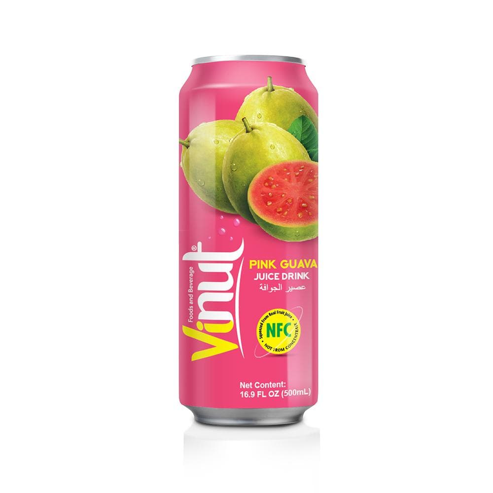 VINUT Pink Guava Juice Drink, NFC Squeezed From Real Fruit Juice Not From Concentrate, Can, 16.9 fl oz (500 mL)