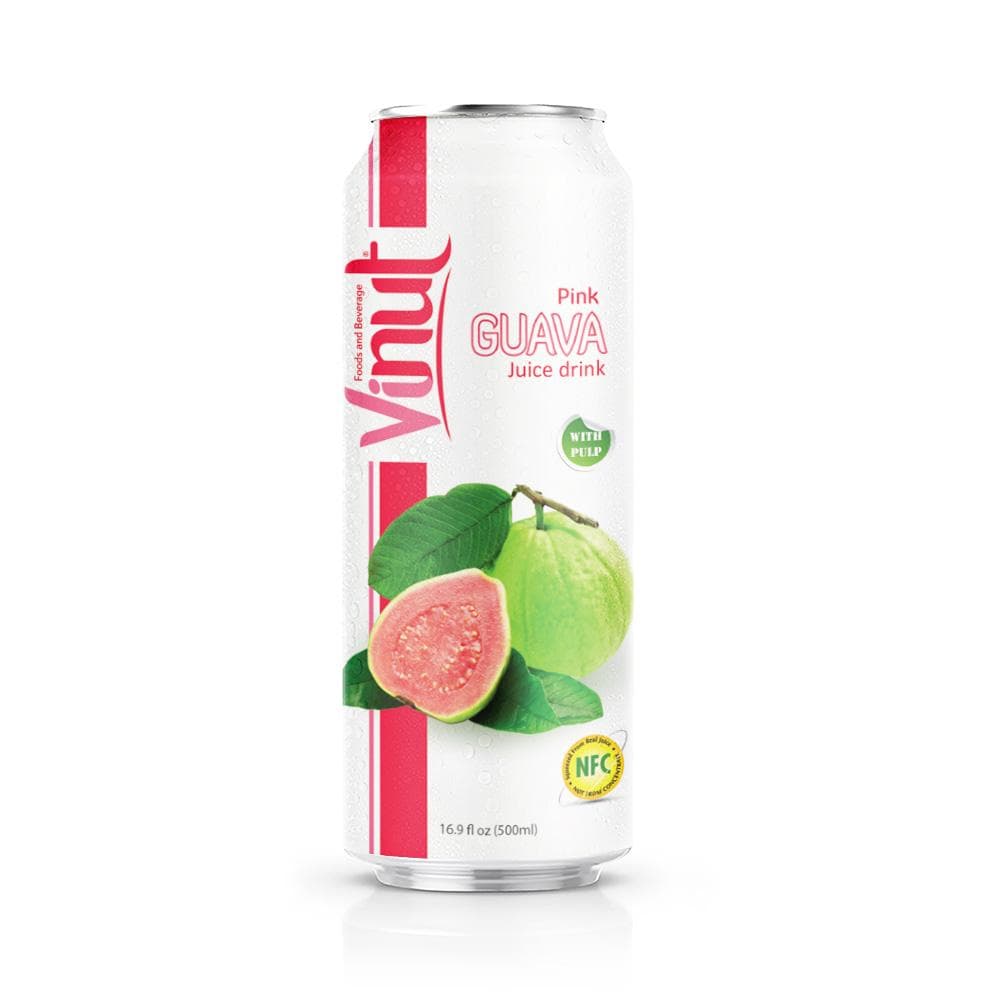 VINUT Pink Guava Juice Drink, With Pulp, NFC Squeezed From Real Fruit Juice, Can, 16.9 fl oz (500 mL) view 1