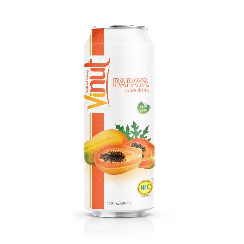 VINUT Papaya Juice Drink, With Pulp, NFC Squeezed From Real Fruit Juice, Can, 16.9 fl oz (500 mL)