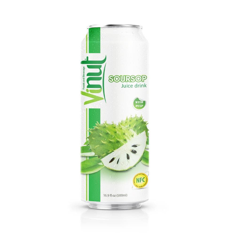 VINUT Soursop Juice Drink, With Pulp, NFC Squeezed From Real Fruit Juice, Can, 16.9 fl oz (500 mL)