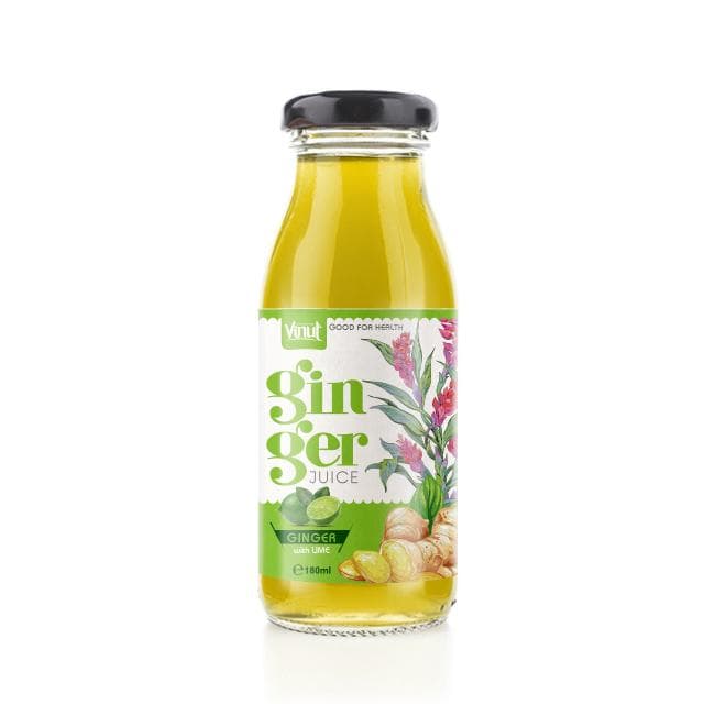 VINUT Ginger Juice, With Lime, Good For Health, 100% Ginger, Glass Bottle, (180 mL)