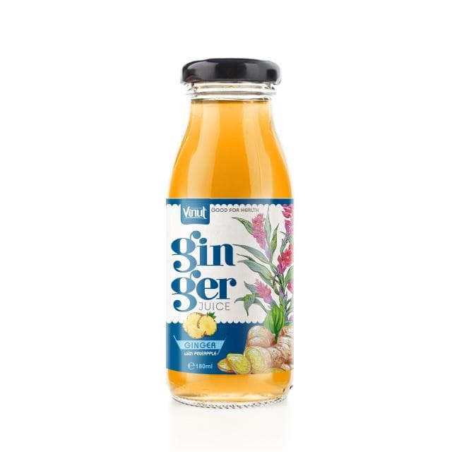 VINUT Ginger Juice, With Pineapple, Good For Health, 100% Ginger, Glass Bottle, (180 mL)