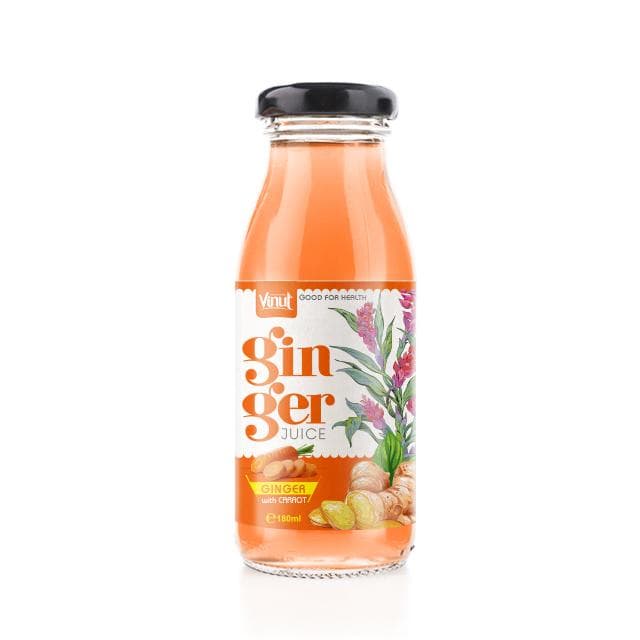 VINUT Ginger Juice, With Carrot, Good For Health, 100% Ginger, Glass Bottle, (180 mL)