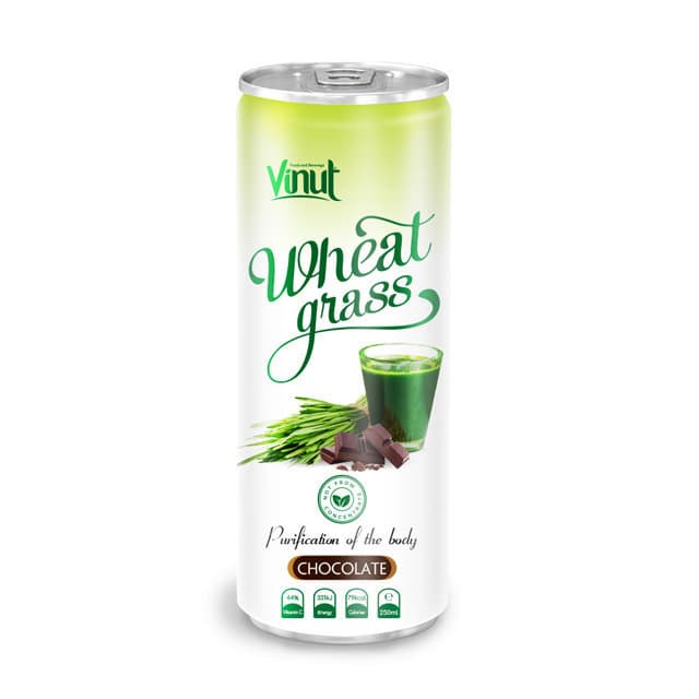 VINUT Wheatgrass Drink, Chocolate Flavor, Purification Of The Body, 46% Vitamin C, 33% Energy, 70 Kcal, Slim Can, (250 mL) view 1