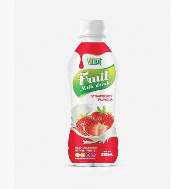 VINUT Fruit Milk Drink, Strawberry Flavour, Milk Juice Drink With Nutrients, PET Bottle, (250 mL)