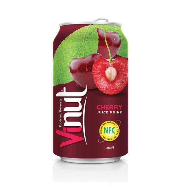 VINUT Cherry Juice Drink, NFC Squeezed From Real Juice Not From Concentrate, Can, (330 mL) view 1