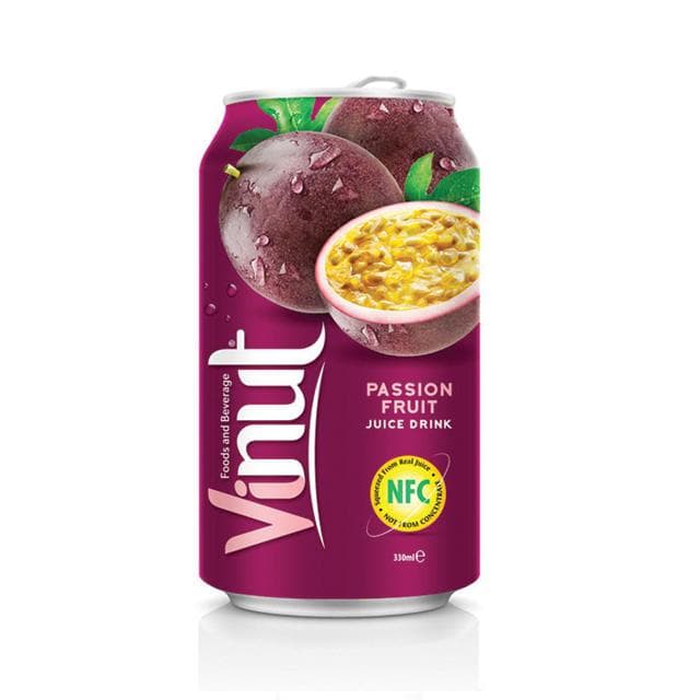 VINUT Passion Fruit Juice Drink, NFC Squeezed From Real Juice Not From Concentrate, Can, (330 mL)