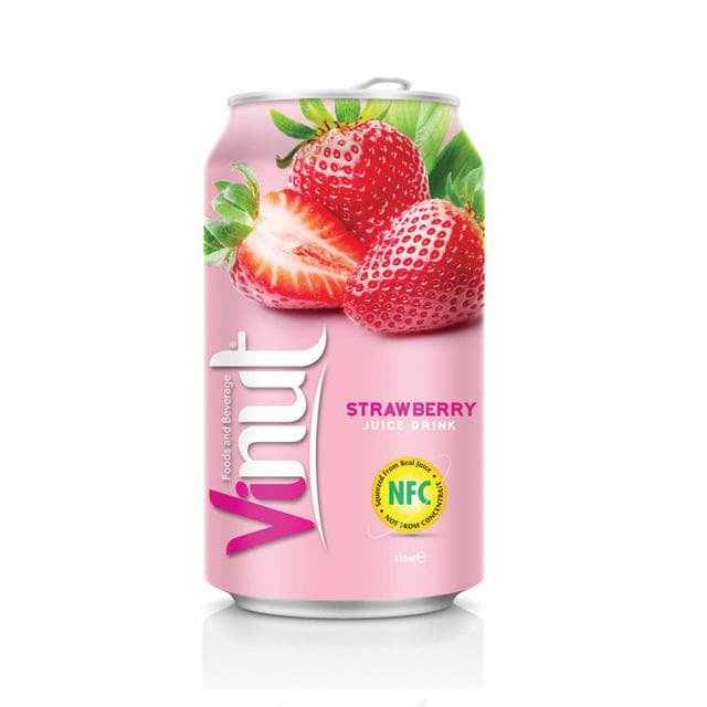 VINUT Strawberry Juice Drink, NFC Squeezed From Real Juice Not From Concentrate, Can, (330 mL)