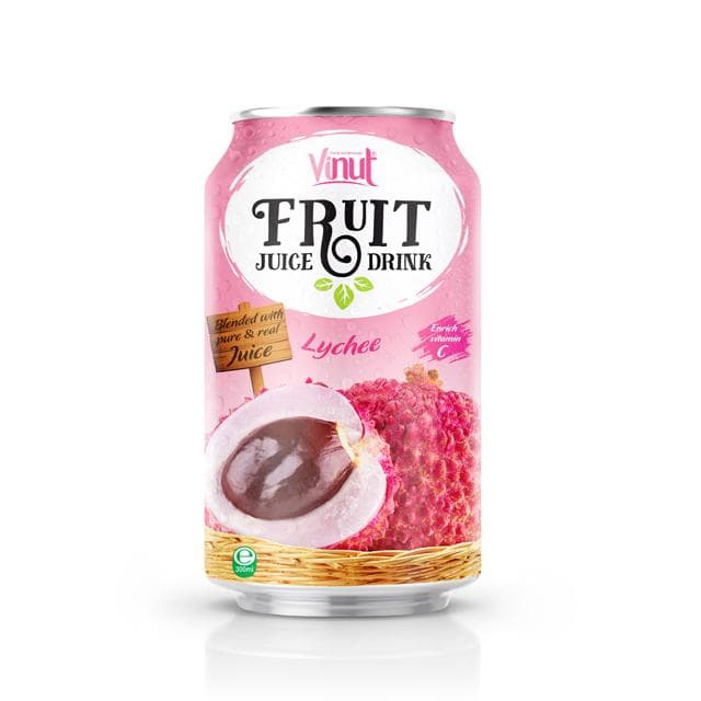 VINUT Fruit Juice Drink, Lychee, Blended With Pure Real Juice, Enrich Vitamin C, Can, (300 mL)