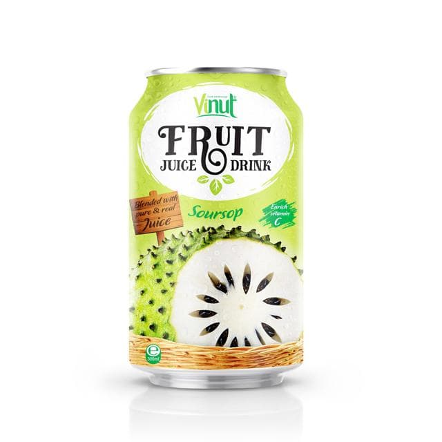 VINUT Fruit Juice Drink, Soursop, Blended With Pure Real Juice, Enrich Vitamin C, Can, (300 mL)