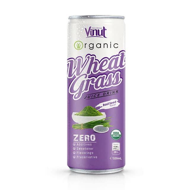 320ml VINUT Can Organic Wheatgrass juice drink with Basil seed