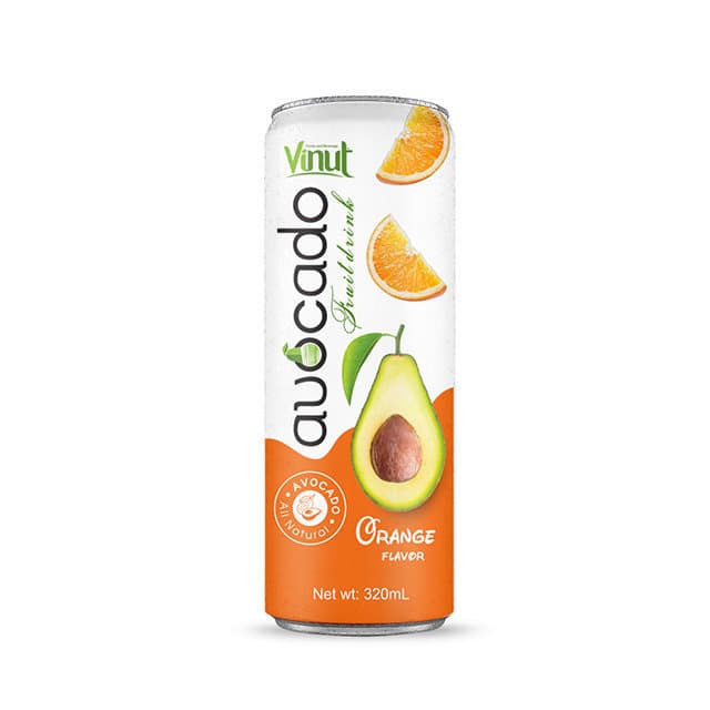 VINUT Avocado Fruit Drink, Orange Flavor, All Natural, Slim Can, (320 mL)