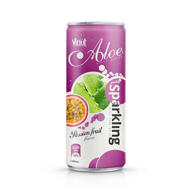 320ml VINUT Sparkling Aloe vera drink with Passion fruit flavor (Pack Of 24) view 1